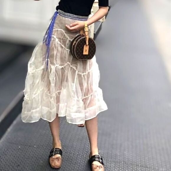 Marchen Silk Tulle Midi Skirt - Picture 6 of 10